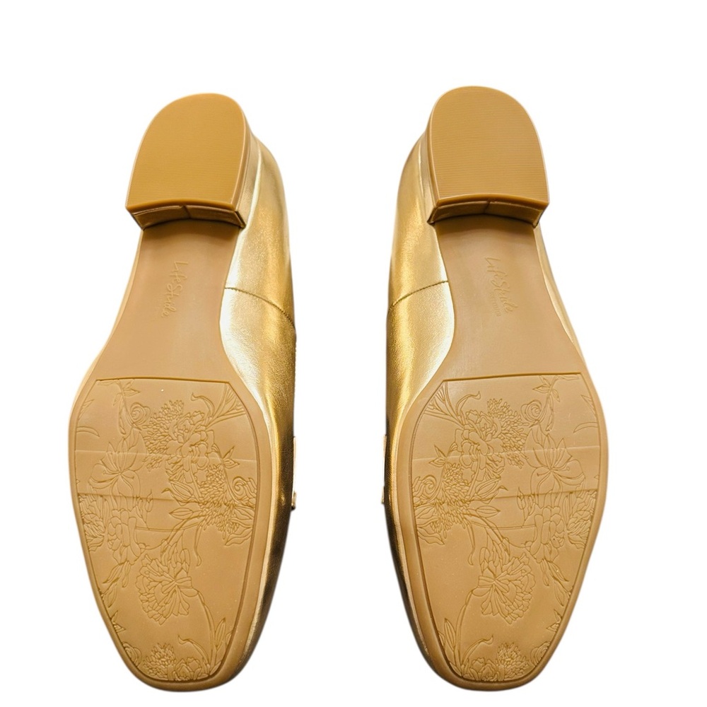 LifeStride Claudine Square Toe Block Heel Ballerina Flats NWOT Size 9.5M- Gold - Picture 6 of 9
